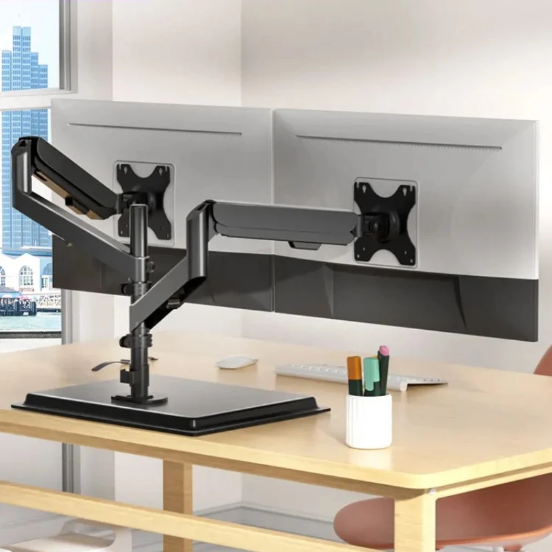 

‌ Двойная подставка для монитора для настольного компьютера/ноутбука, крепление для дисплея с регулируемой высотой, кронштейн для двойного экрана с газовой пружиной, настольное крепление для 2 человек