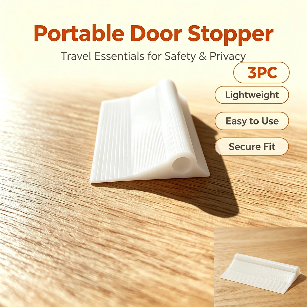 Lightweight and Portable Triangular Door Stopper, Hotel Accommodation Safety Door Blocker, Home Windproof Door Stabilizer, Anti-Slip Door Stopper Set of Three