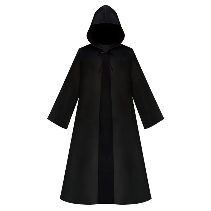 أزياء الهالوين للرجال الراهب في العصور الوسطى، أزياء المعالج، أزياء الكاهن، رداء طويل، عباءة سوداء #1