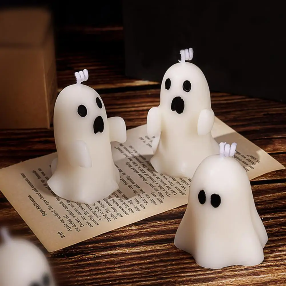 Velas con forma de fantasma, elegantes velas de fantasma, Blanco escalofriante, decoración de fiesta de Halloween, mesa perfumada para Halloween