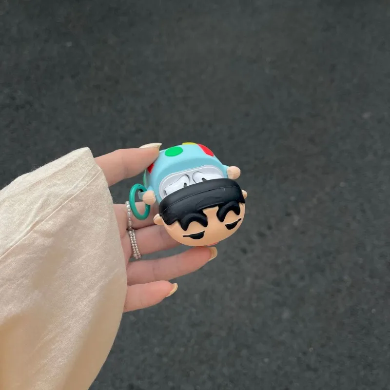 حافظة سيليكون لسماعات أبل ، قلم تلوين شين تشان ، غطاء واقي أنيمي ثلاثي الأبعاد ، قلادة لطيفة ، غطاء لسماعات Airpods Pro 2 ، 3 جيل