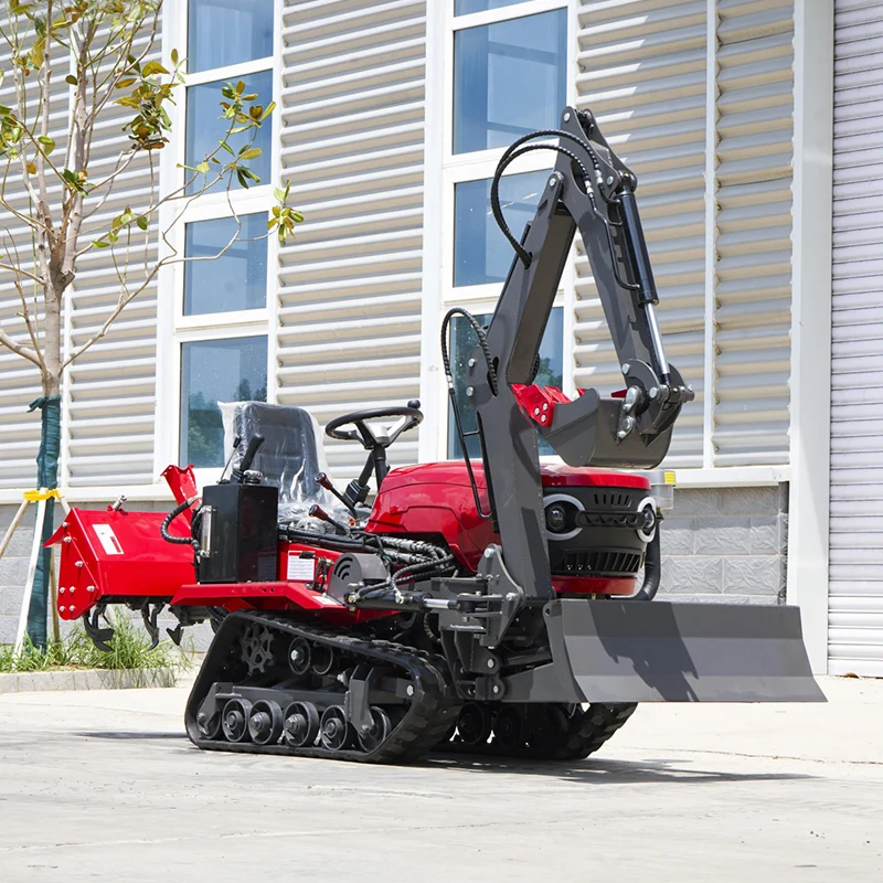 35HP 50HP Crawler Tractor Diesel with Backhoe Multifunctional Tractor Mini Farm Rotary Tiller Cultivator Agricultural Machine