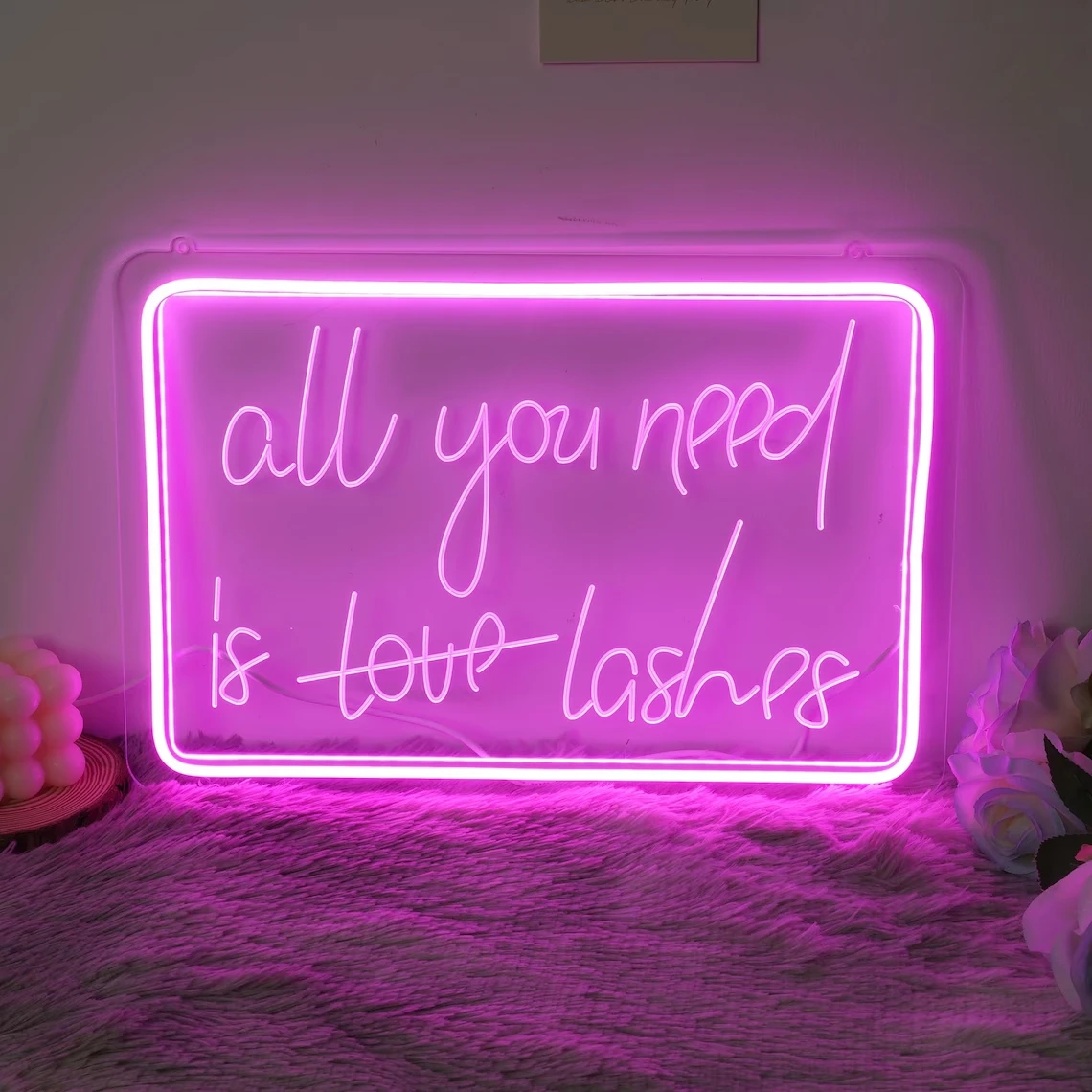 

All You Need is Love Lashes | Neon Sign | LED Engraving Neon Light | Custom Neon Signs | Home Room Wall Decoration