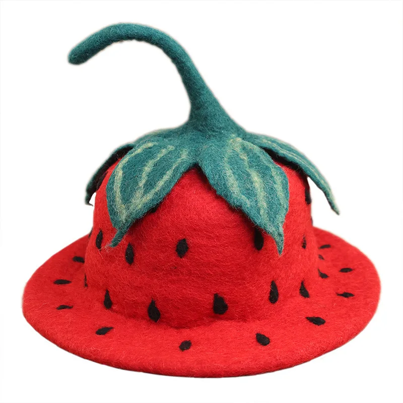 شخصية الشارع نمط الفراولة قبعة قبعة صوفية للرجال والنساء الإبداعية الأناناس هدية الأزياء التبعي قبعة #6