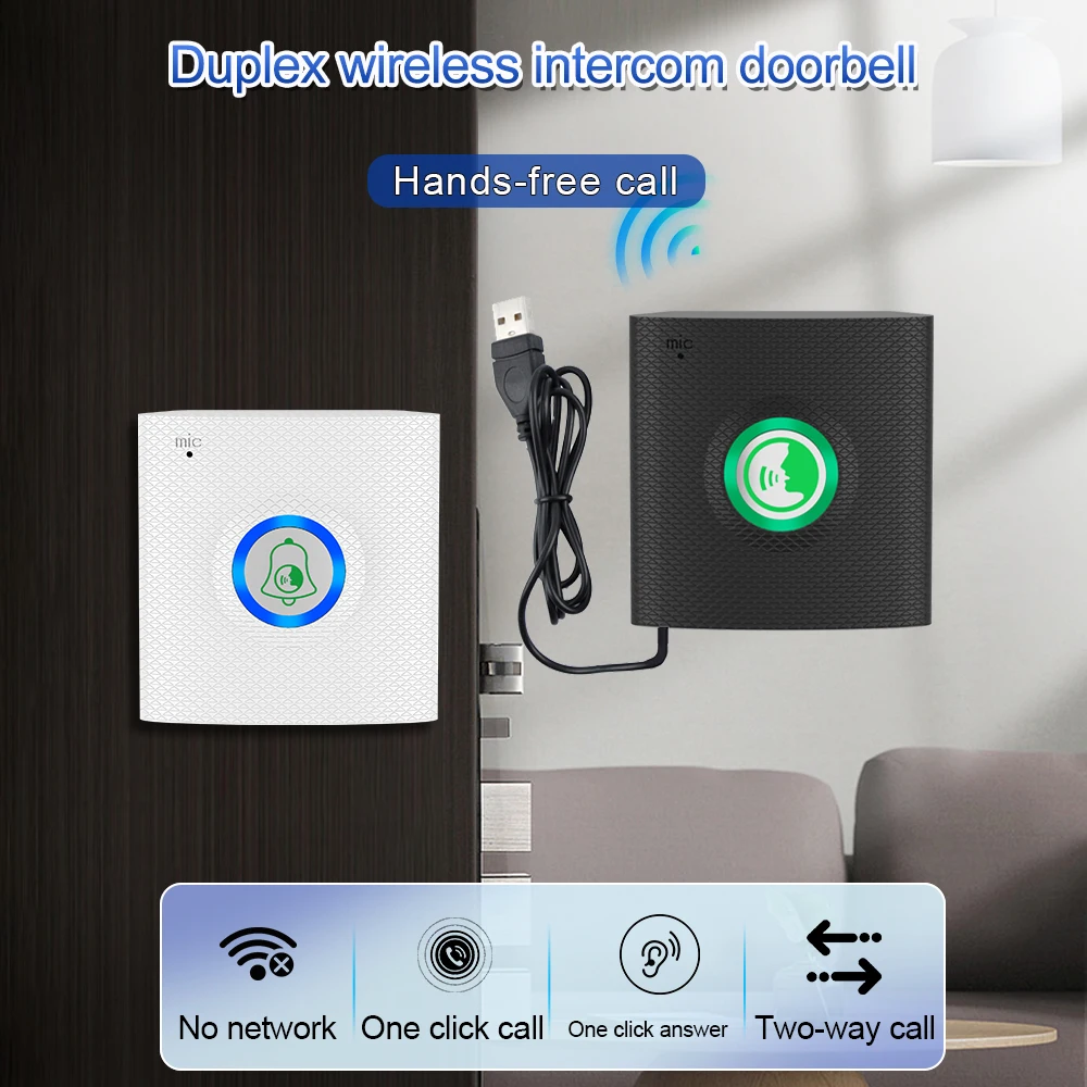 Wireless Electronic Doorbell Intercom 433MHz Non-visual Building Smart Intercom Doorbells One-Button Operation for Home Office