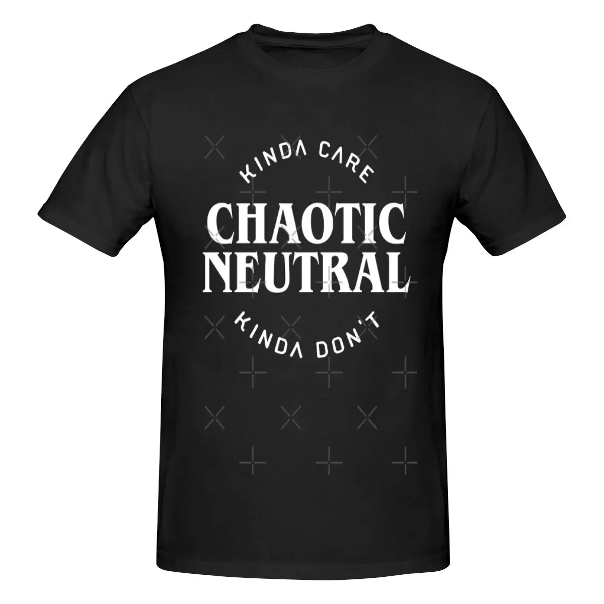 

Men's 100% Cotton Short Sleeve T-shirt Chaotic Neutral Alignment Kinda Care Kinda Top Loose Tshirt