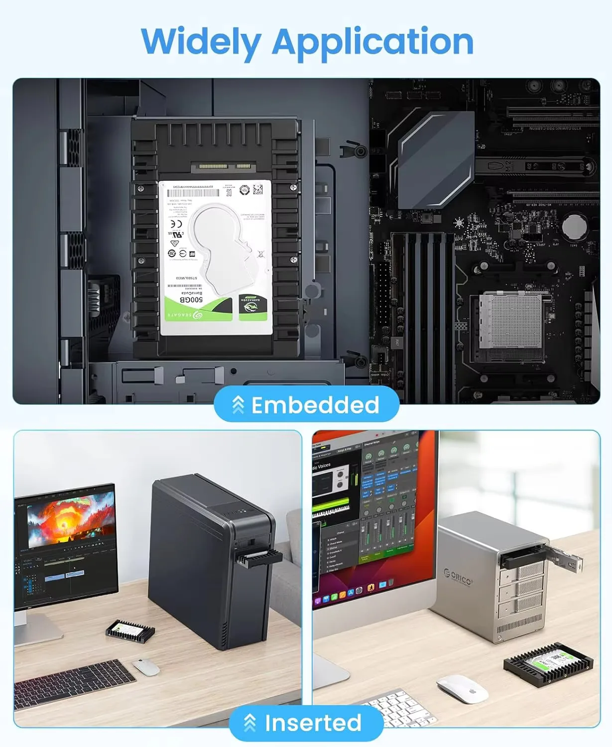 ORICO-Hard Drive Caddy mendukung SATA 3.0 mendukung HDD dan SSD 2.5 dalam 7mm 9.5mm 12.5mm Aksesori komputer