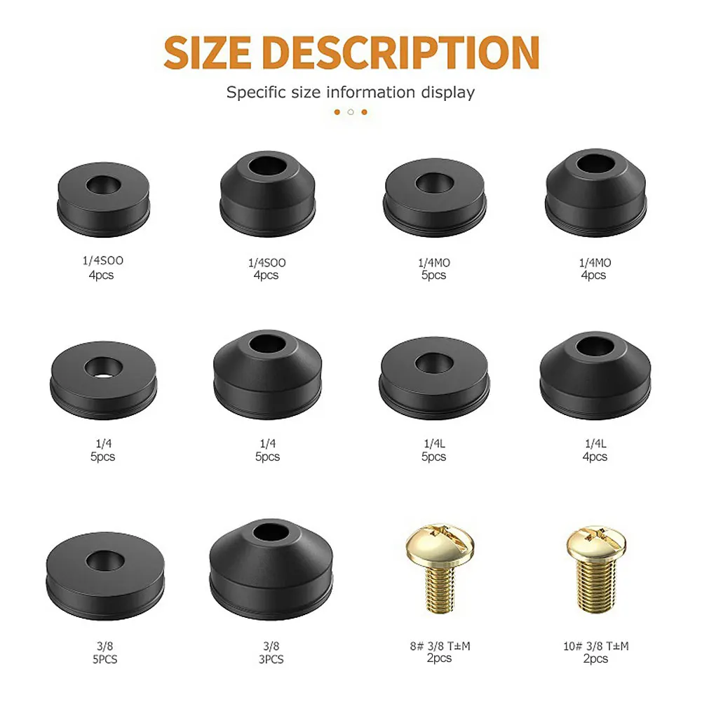 48PCS Plumbing Faucet Seal Washer O-ring Rubber Faucet Washer Assortment with Screws Flat Beveled for Repairing Faucet Leak