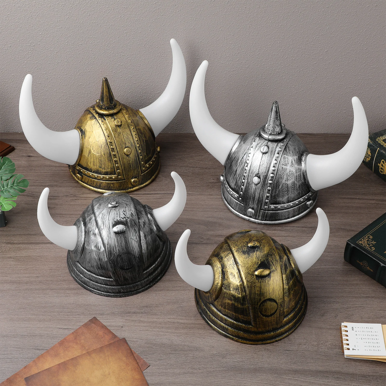 

4Pcs Viking Medieval Decorative Hat Horn Halloween Festival Party Accessory Role Play Costume Hat Medieval