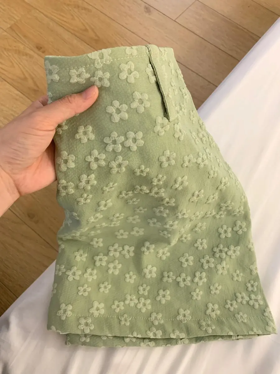 Women's Green A-line Skirt Vintage High Waist Wrap Skirt Harajuku Korean Style Y2k Floral Skirts for Women 2000s Clothes Summer