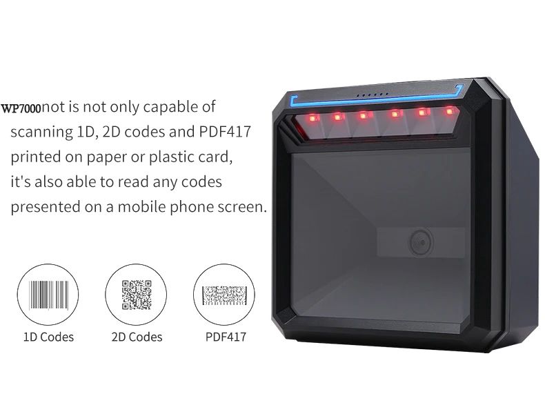

Handsfree Omnidirectional Desktop Bar Code Reader 2D 1D Barcode Scanner QR USB/RS232 Supermarket, Drugstore Cashier Bar Code