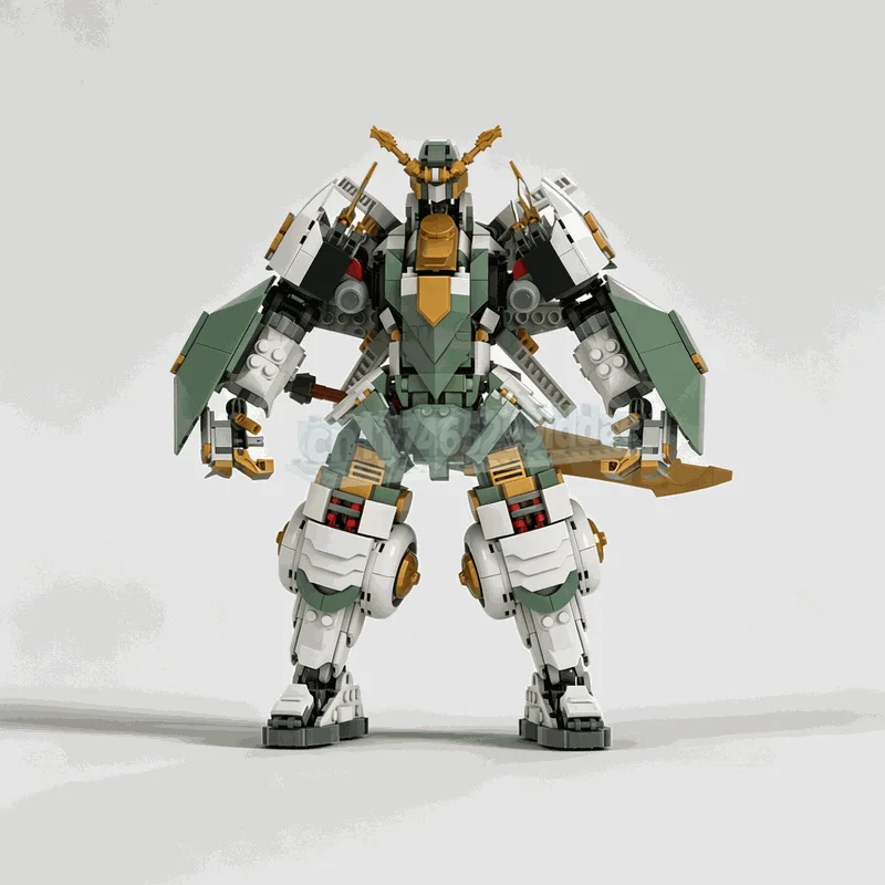 1044PCS Green White Titan Robot Building Blocks Articulated Mecha Figure Model DIY Assembly Creative Desk Display Festival Gift