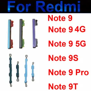 Bilashmart Power Volume Side Buttons Xiaomi Redmi Note 9 9S 9Pro 9T 4G 5G ON OFF Volume Button Power Side Keys Up Dowm Repair Parts New