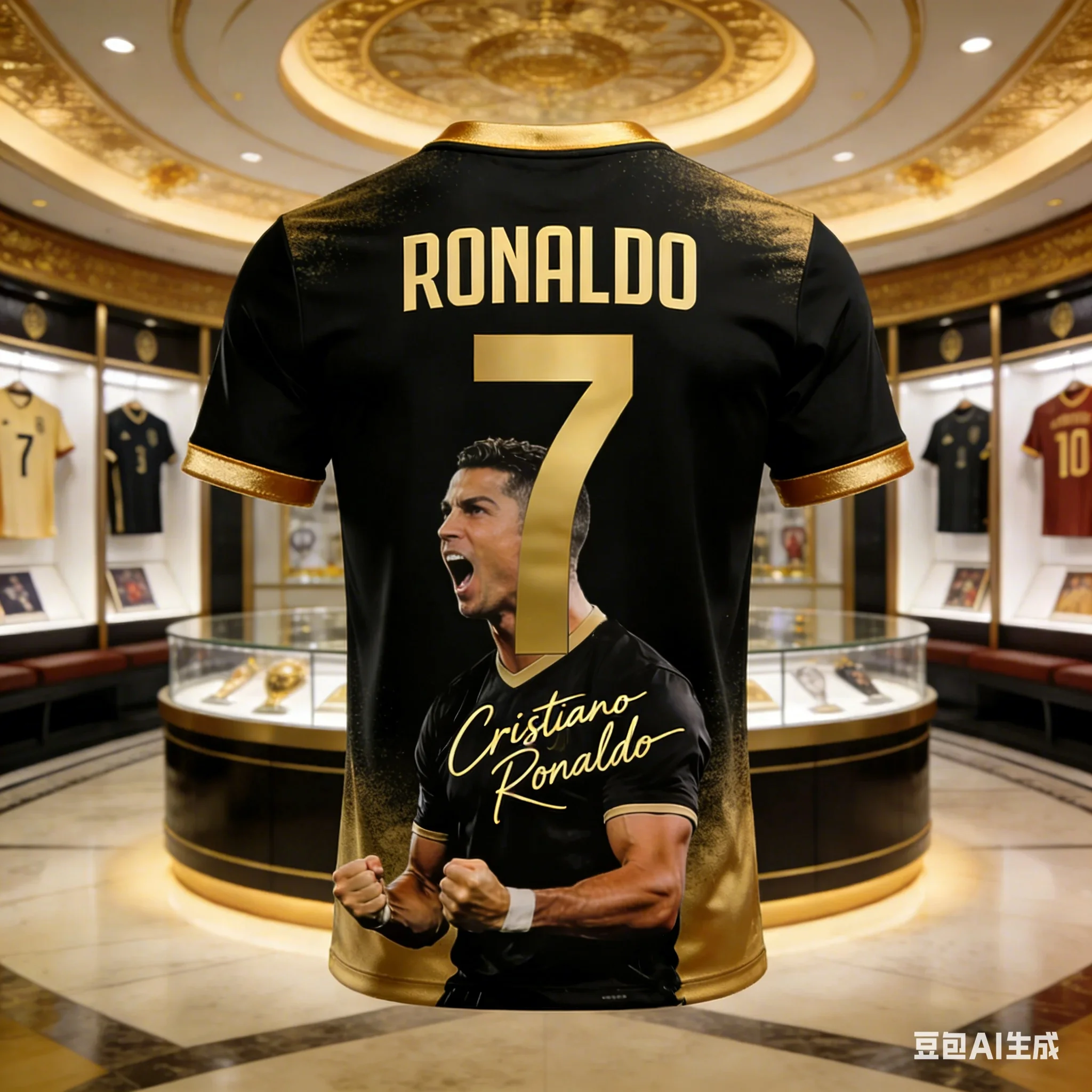 Kids/Men Summer Printed Football Jersey Renaldo Pattern Quick Drying Breathable Comfortable Fabric Suitable Daily Outdoor Sports