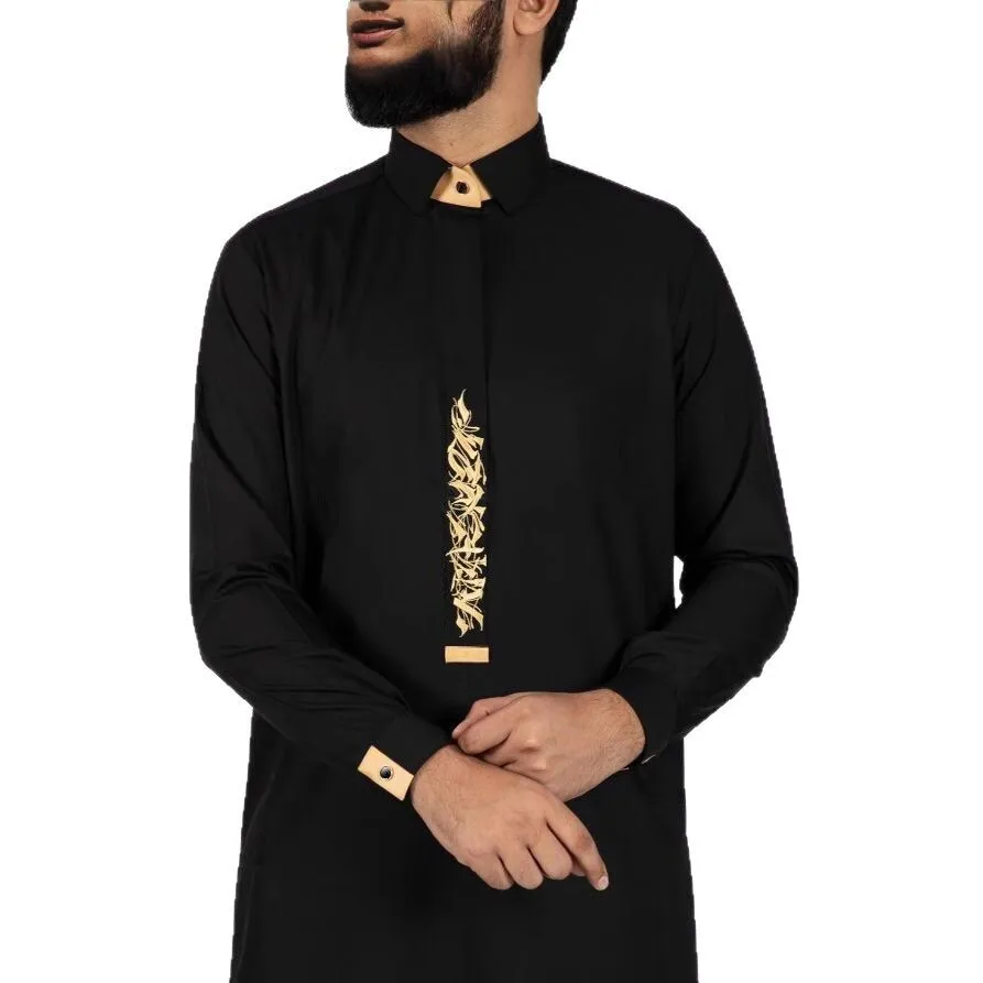 Abito arabo ricamato con abito da uomo marocchino in stile etnico di alta qualità con tasca Thobe Ramadan Dubai Luxury Islam Elegante