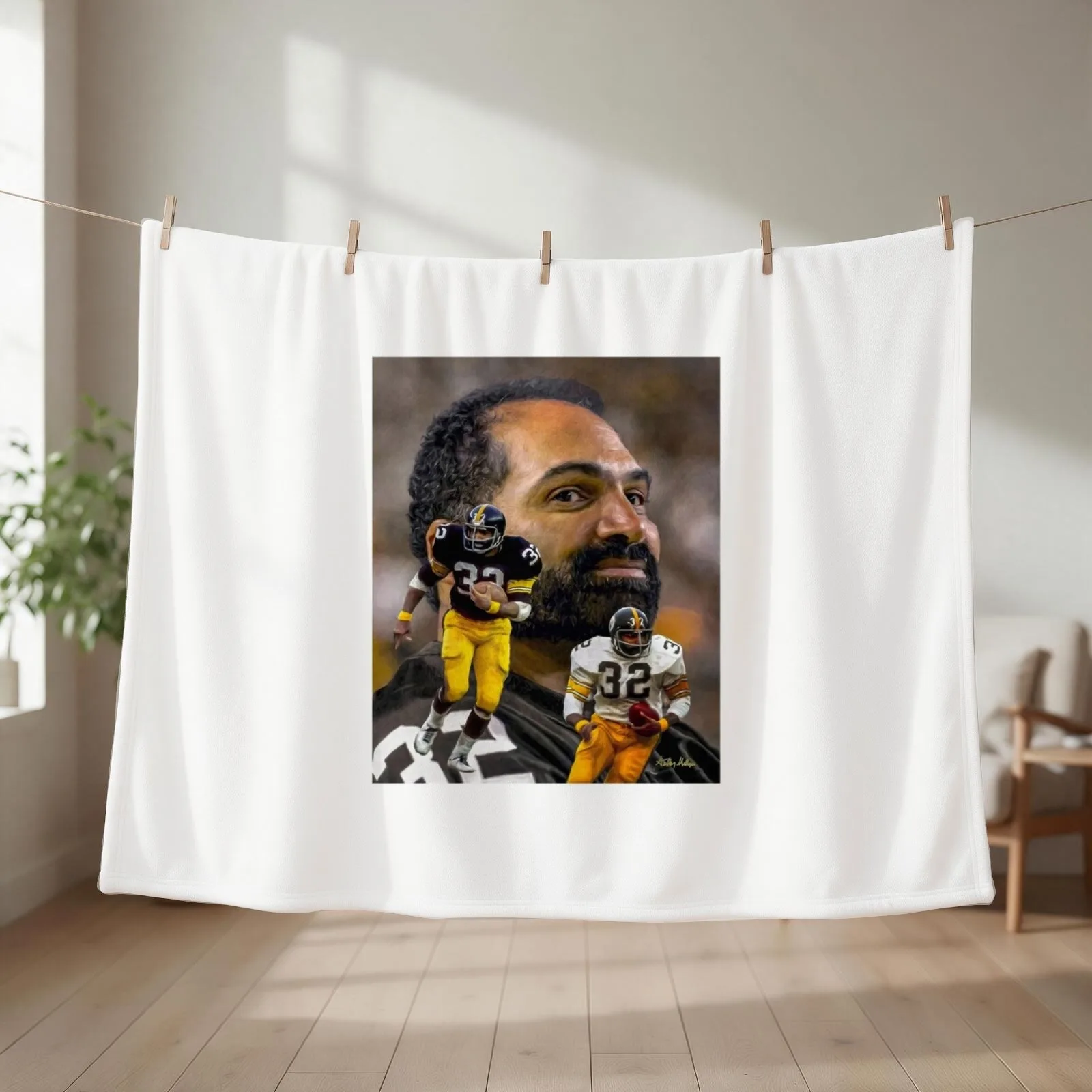 Franco Harris Love Football Throw Blanket couch cozy soft plush fuzzy picnic outdoor blanket