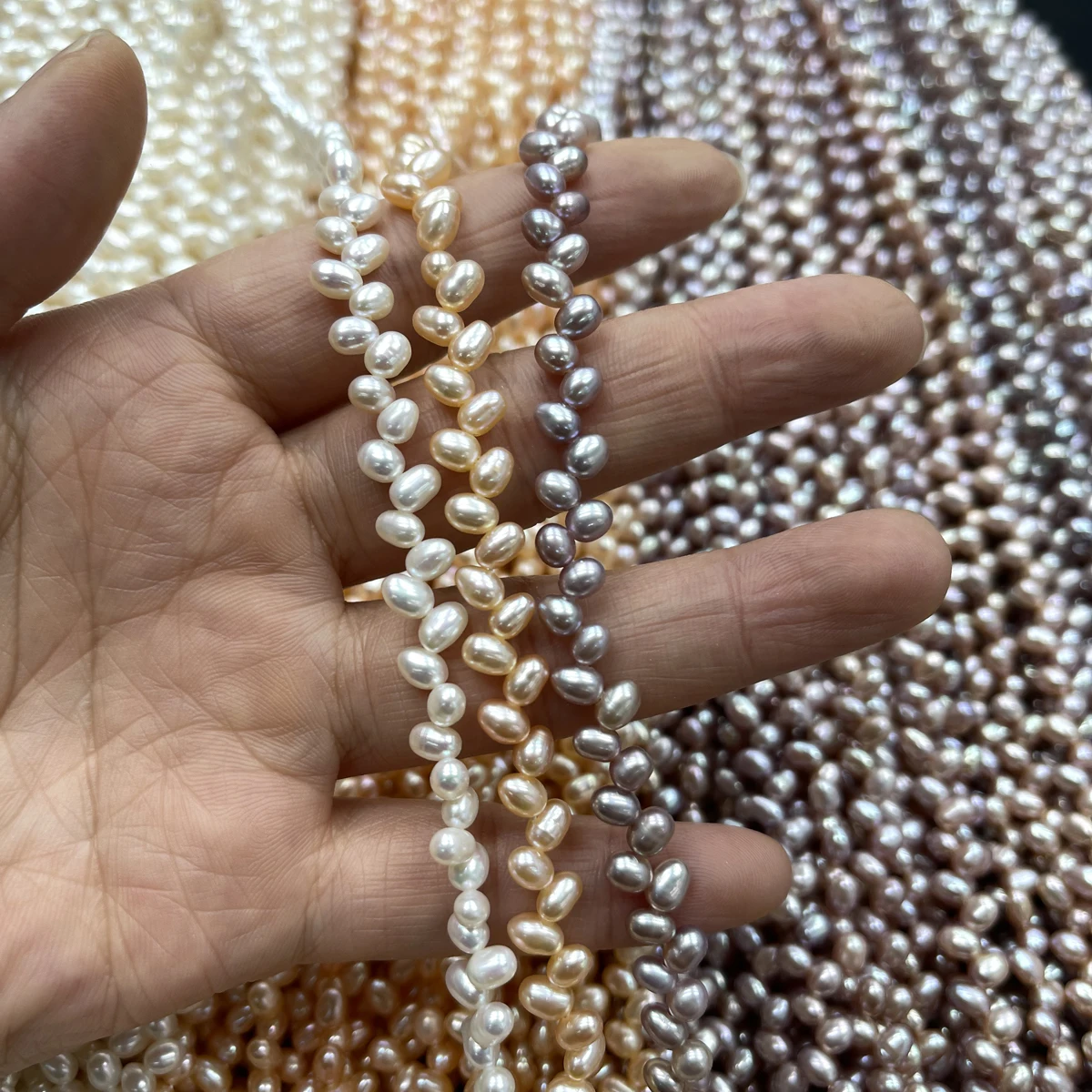 4*5mm White Orange Purple Rice Beads Oval Natural Freshwater Pearl for Jewelry Making DIY Necklace Earrings Bracelet Accessory