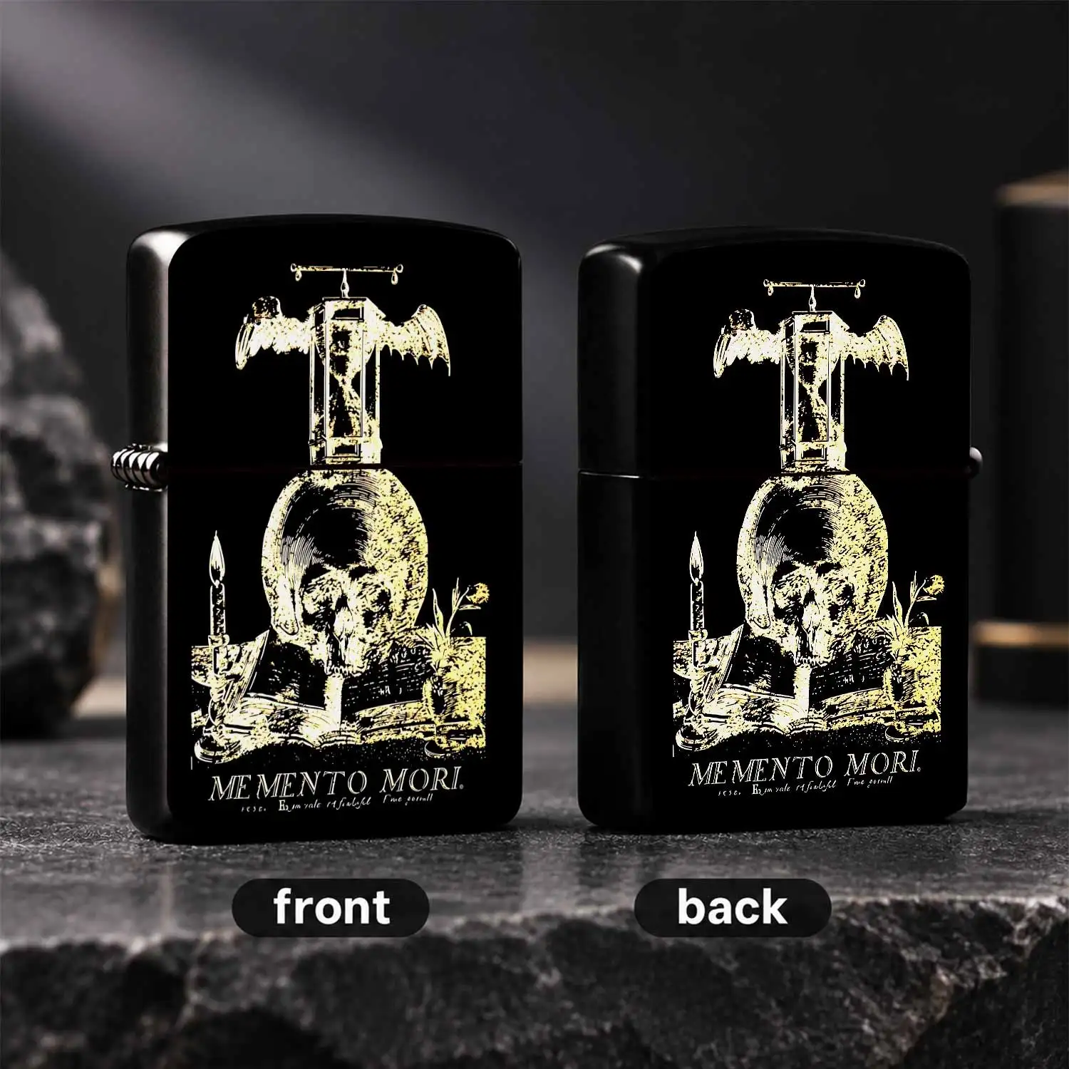 Retro Memento Mori Themed Portable Lighter Dark Art Aesthetic Decorative Accessory Ideal For Daily Use Home Display Gatherings Gifting Unique Stylish Practical Multi-Scene Delicate Present For Friends A Humorous And Interesting Lighter