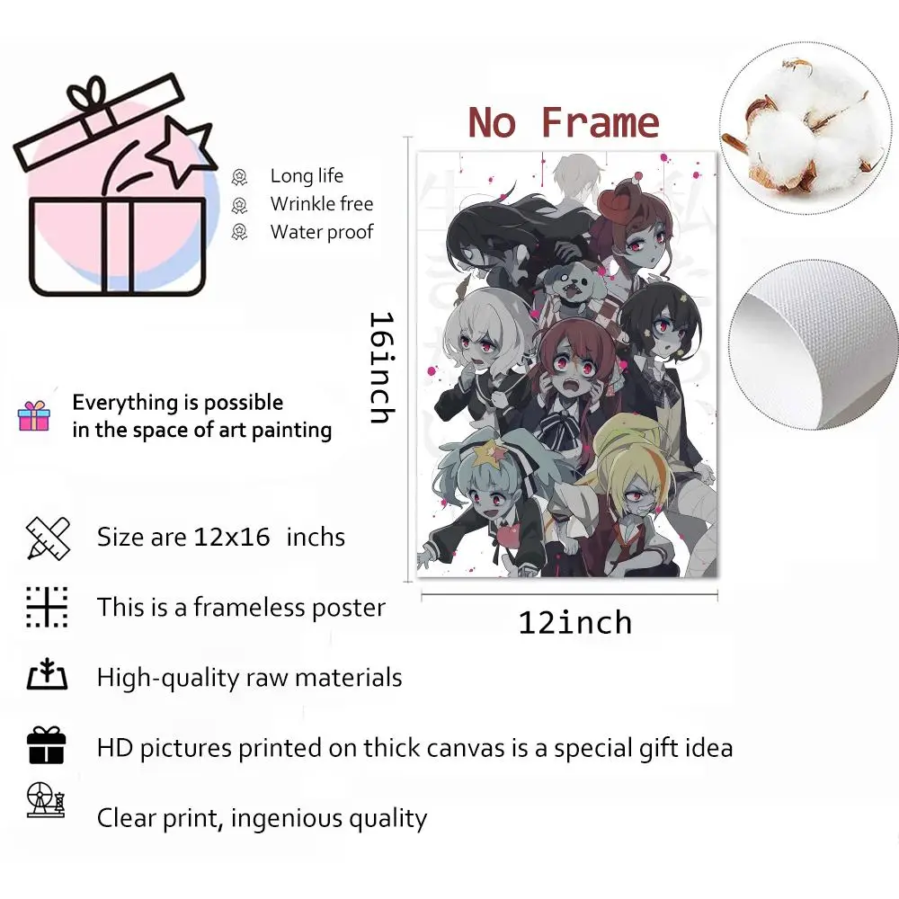 Anime Comedy Zombie Land Saga Painting Calligraphy Canvas Print Wall Mural for Living Room Decor Gifts