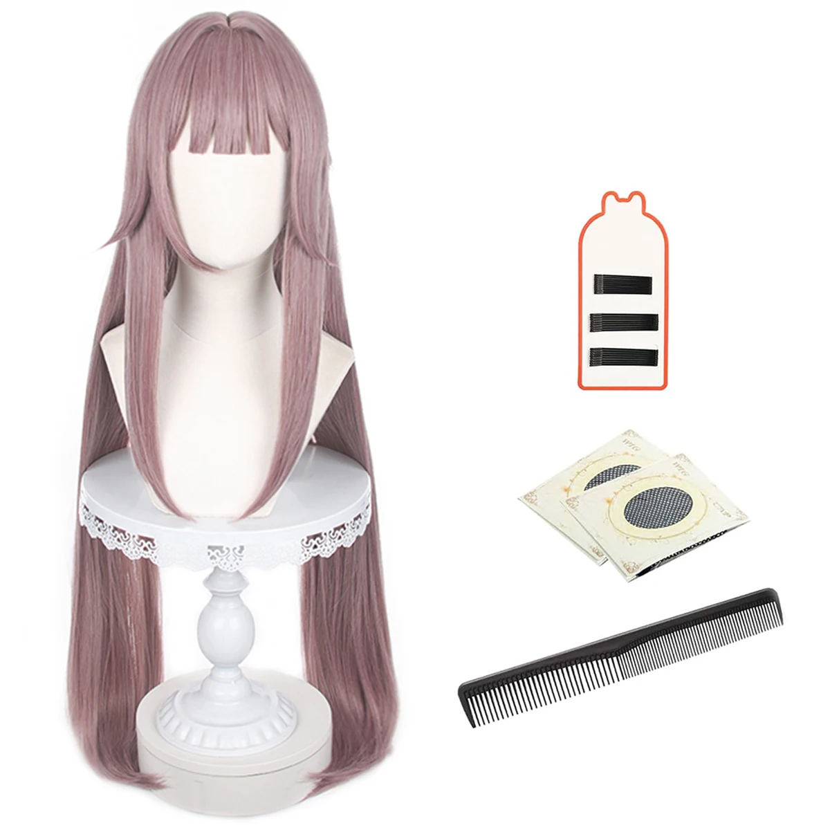 HOLOUN Honkai Star Rail Game Herta Cosplay Wig Rose Net Heat Resistant Synthetic Fiber Comb Hairpin Adjustable Halloween Party