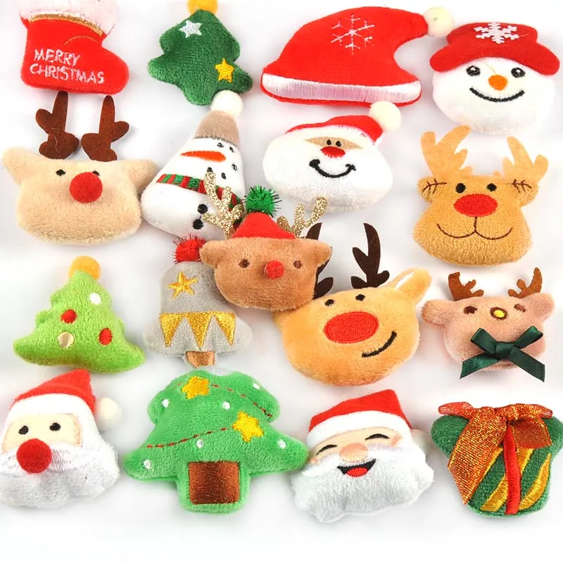 5Pcs 43-60mm Cartoon Santa Claus Elk Snowman Christmas Patches Appliques Handmade DIY Festival Crafts Decor Headwear Accessories