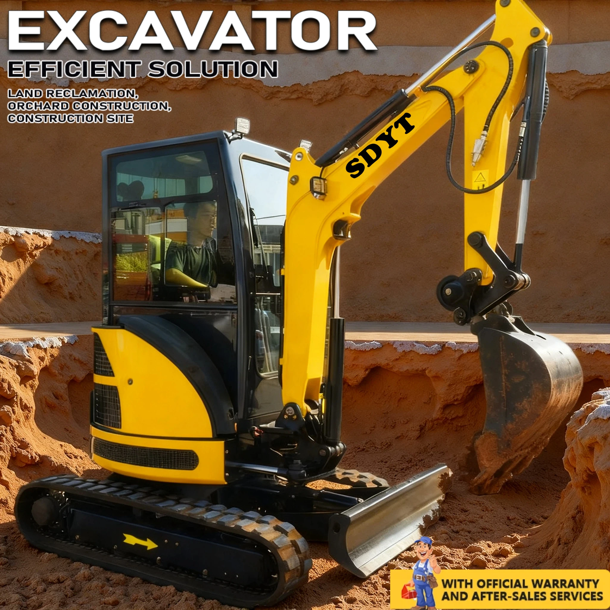 Mini Excavator 3.5 tons Customized Kubota Engine Crawler Type User-Friendly Operation Home Yard And Farm