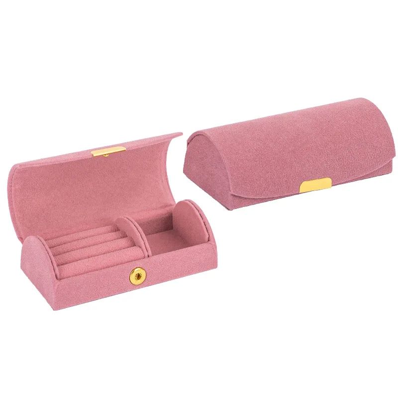 Mini Portable PU Leather Or Flannelette Zipper Jewelry Box Ring Necklace Earrings Pendant Multi-functional Jewelry Storage Box image 5