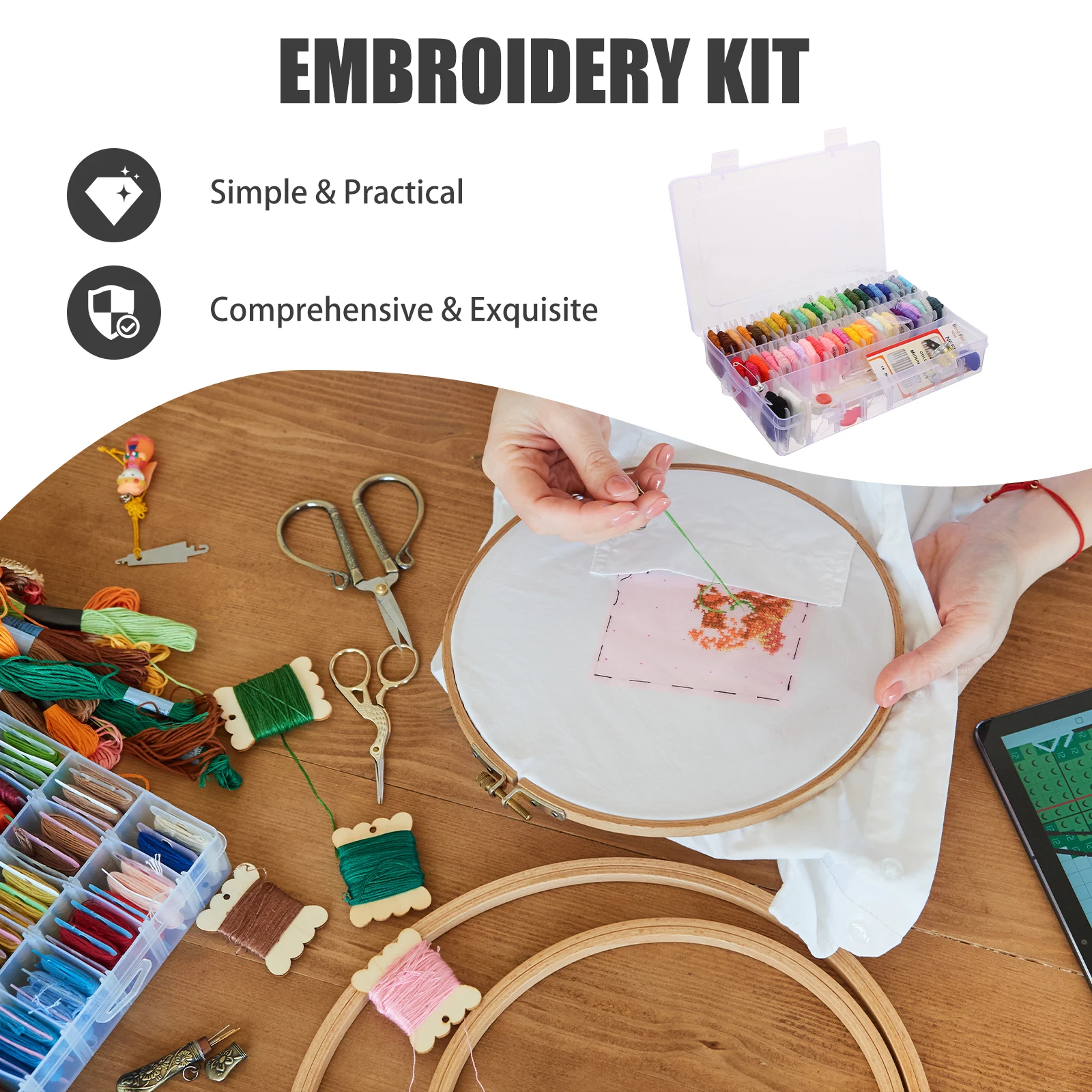 

Embroidery Kit Colorful Wool Thread Set For Diy Cross Stitch Beginner Starter Kit Holiday Gift Christmas Halloween