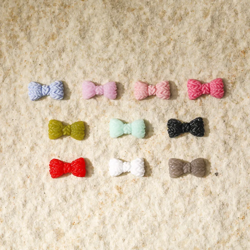 50Pcs Frosted Bow Nails Resin Decorations Embossed Wool Coil Shape Parts Nails Art Charms Korean Manicure Accessories 5.8*10.8mm