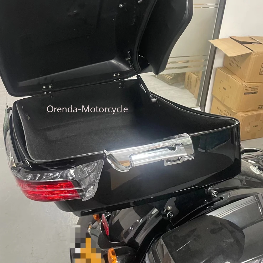 ل هارلي بجولة CVO الطريق الإنزلاق شارع الإنزلاق الطريق الملك 2014-2023 دراجة نارية الملك المفروم حزمة الجذع دعم قضيب الخلفي الهيدروليكي