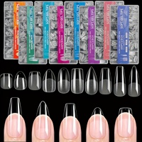 600pcs/set deluxe false nail tip soft gel finger tip semi gloss capsule almond French coffin bayonet oval front edge thicker