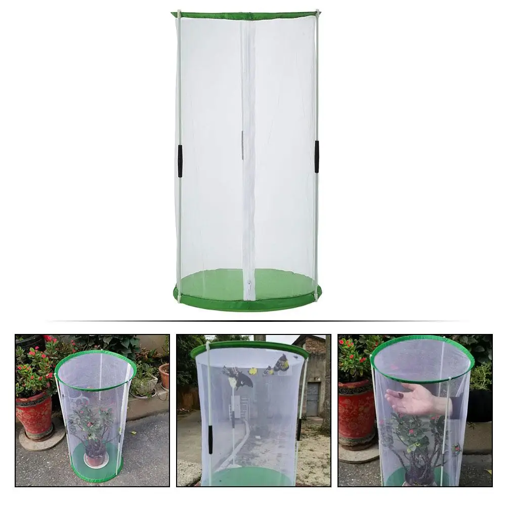 Vlinderkooi Ronde Cilinder Insectenobservatiekooi 30x60 Transparant Ademend Polyester Mesh Kweekcontainer