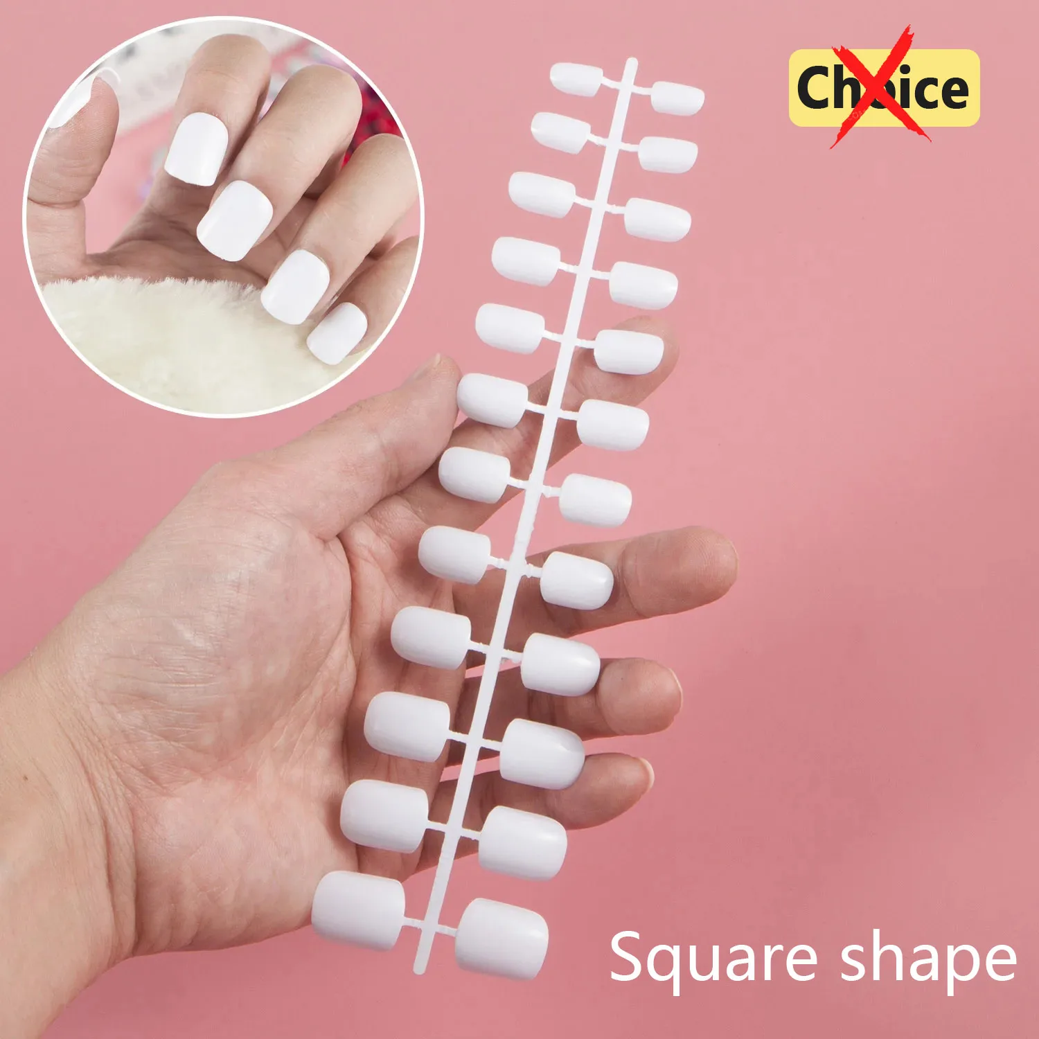 Pay 1 Shipping Fee Only 1 Set 24 Pieces Square Shape False Nail Tips Press on Fake Nail Color Tips Full Cover Short Nail Tips