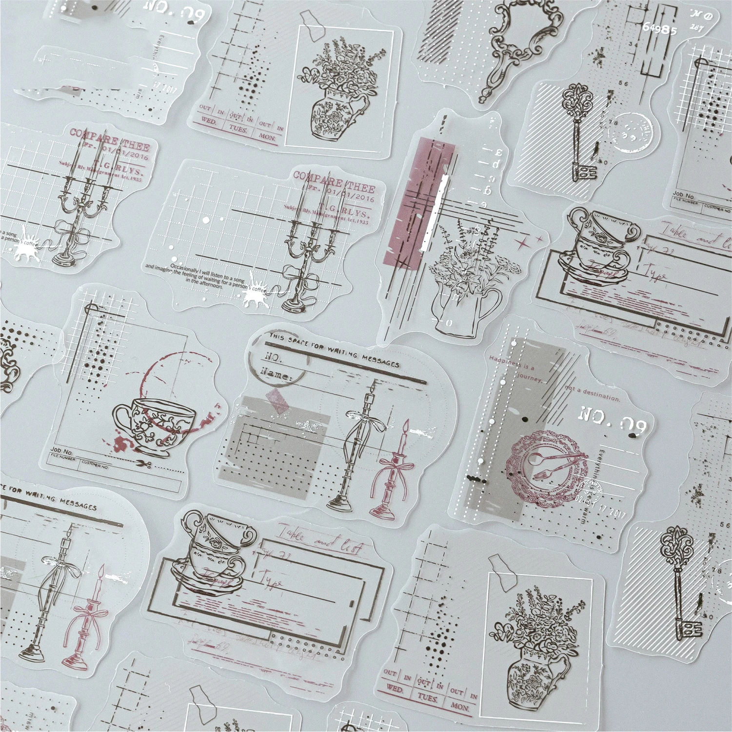 

Misty Traces Series Vintage Plant Coffee Lace Landscape PET Sticker Creative DIY Journal Material Collage Scrapbook Stationery