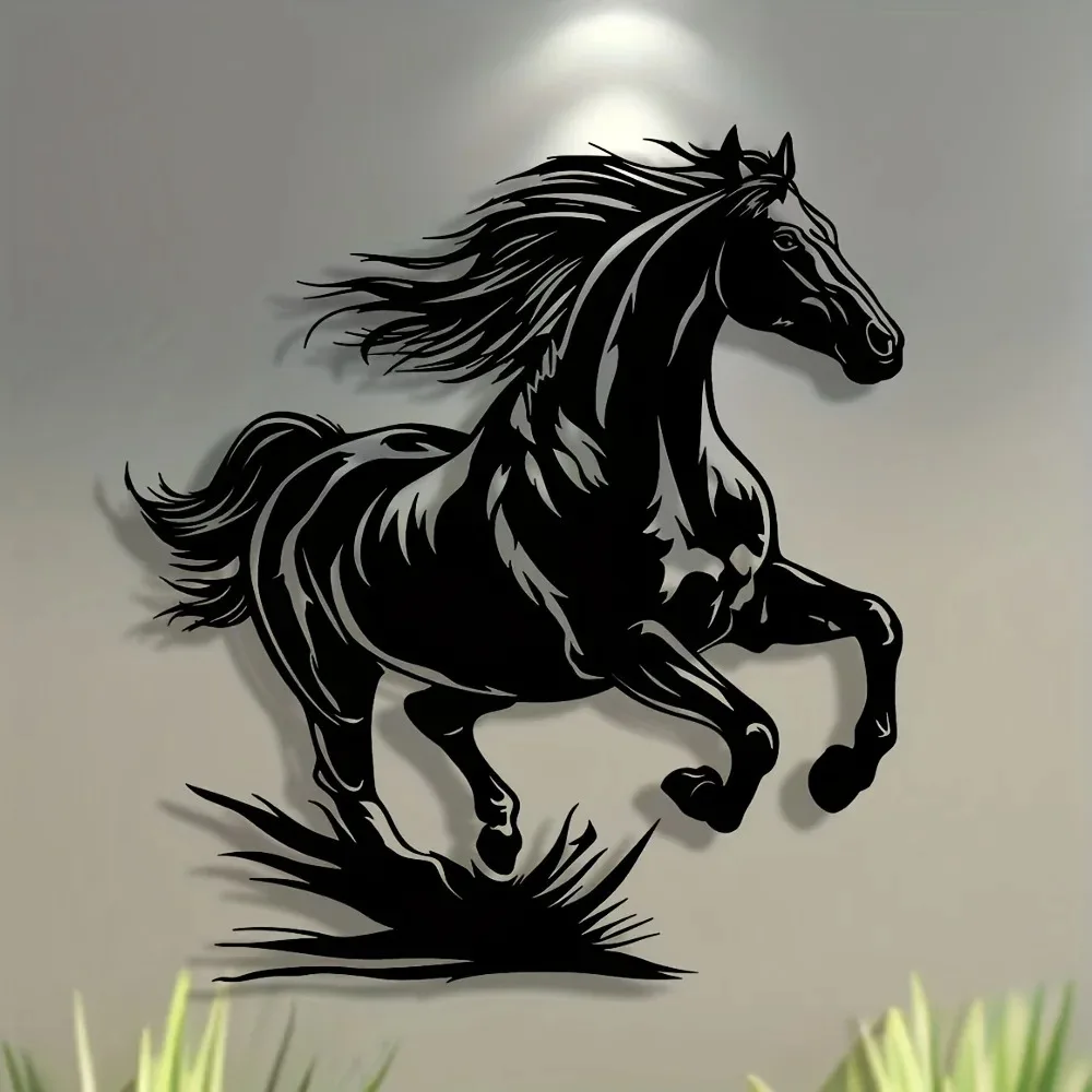 CIFBUY Wild Horse Running Metal Wall Art Minimalist Iron Decor for Home Office Patio Delicate Gift Hanging Ornament