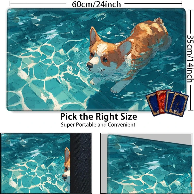 Vitality Corgi Pool Game Mat - Suitable for collectible card games, board games and tabletop decorations TCG desk accessories