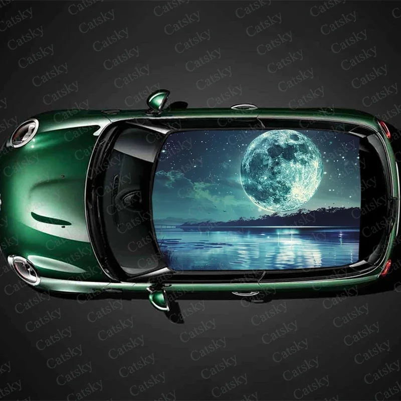 Fantasy Full Moon Car Roof Sticker Wrap Racing SUV Accessories Packaging Painted PVC Custom Car Graphic Decal