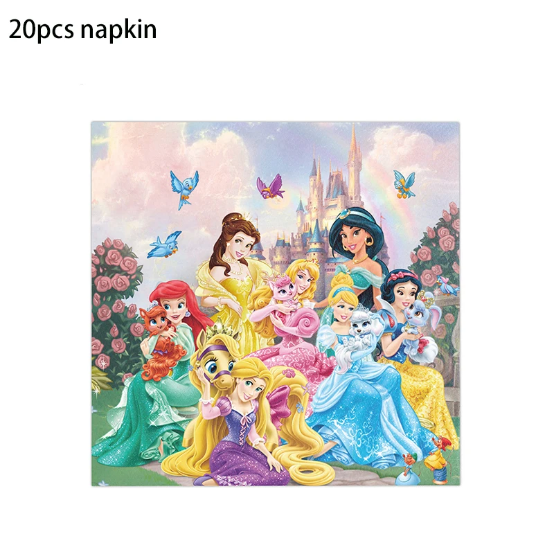 Princess Birthday Party Pink Princess Theme Tableware Napkins Tablecloth Cup Plate Balloon Girls Birthday Party Decoration Gifts view 5