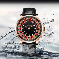 RiChat New Mechanical Watch NH35 Rotating Dial Las Vegas Roulette Desktop Theme Automatic Watch Men Diamond Luminous Hands