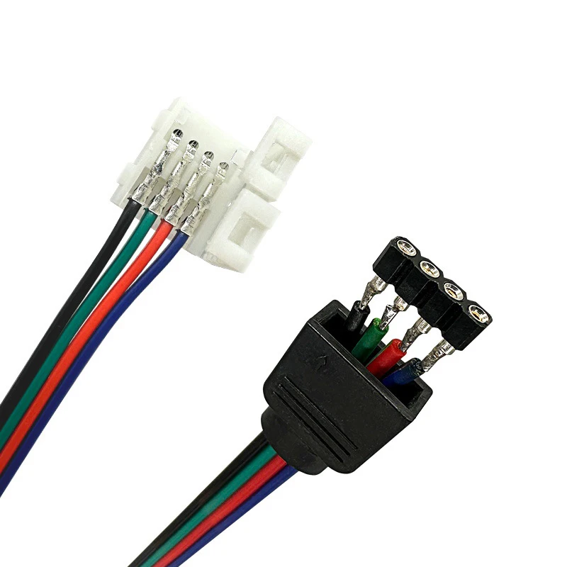 10mm RGB 4Pin female to 4 Pin LED Strip Connector for LED 3528 5050 Light Strip 4pin Needle Connector Adapter Wire Cable