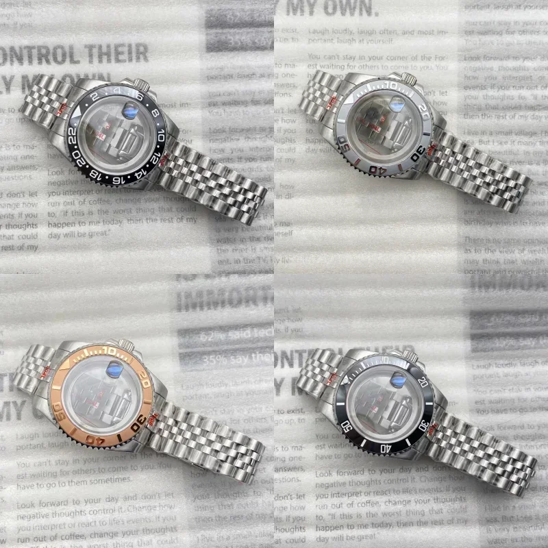 Silver 40mm Watch Case Jubilee Bracelet Black Bezel 28.5mm Dial for Seiko Gmt Submariner Nh35 NH36 NH70 Movement Sapphire Glass