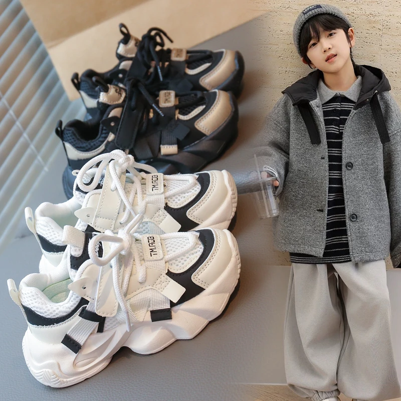 

Детские повседневные кроссовки с толстой мягкой подошвой, нескользящие, стильные, новая модная коллекция 2026 года, дышащие, сетчатые, для бега