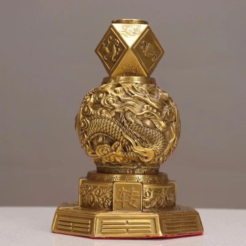 Brass Eight-Direction Fortune Tower Ornament: Attracts Wealth and Good Luck, Home Decor, Entryway Craft, Bronze Decoration