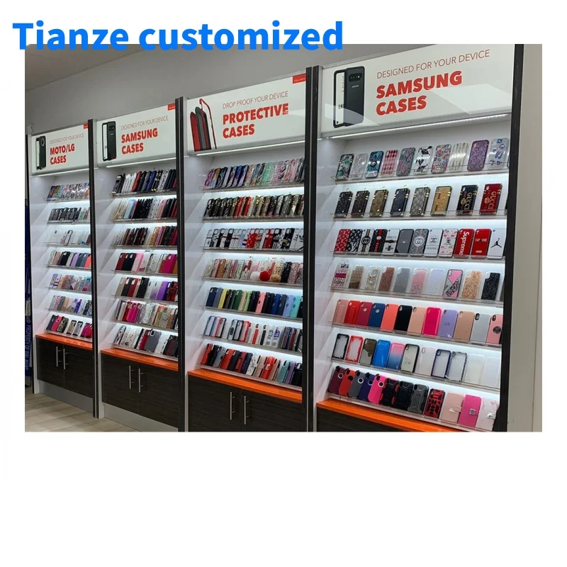 (Customized) Modern Cellphone Repair Store Design Mobile Accessories Display Furniture Showcase Phone Display Wall Cabinet