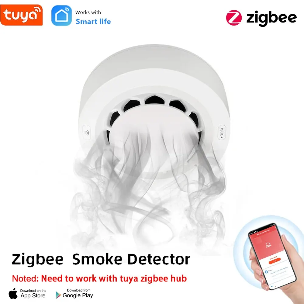 Onenuo Tuya Zigbee Rooksensor Brandalarm Detector Home Security Alarm Smoke Sensor Zou Moeten Werken Met Tuya Zigbee Hub