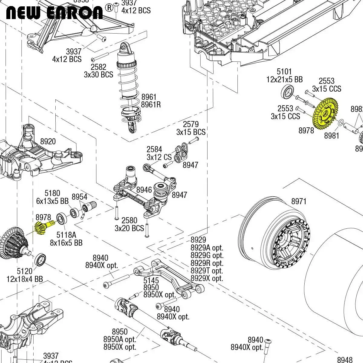 Pignone ingranaggio ad anello differenziale a spirale in acciaio cromato 37T 13T # 8978 Per 1/10 RC Auto Traxxas Maxx 89076-4 89086-4 102076-4