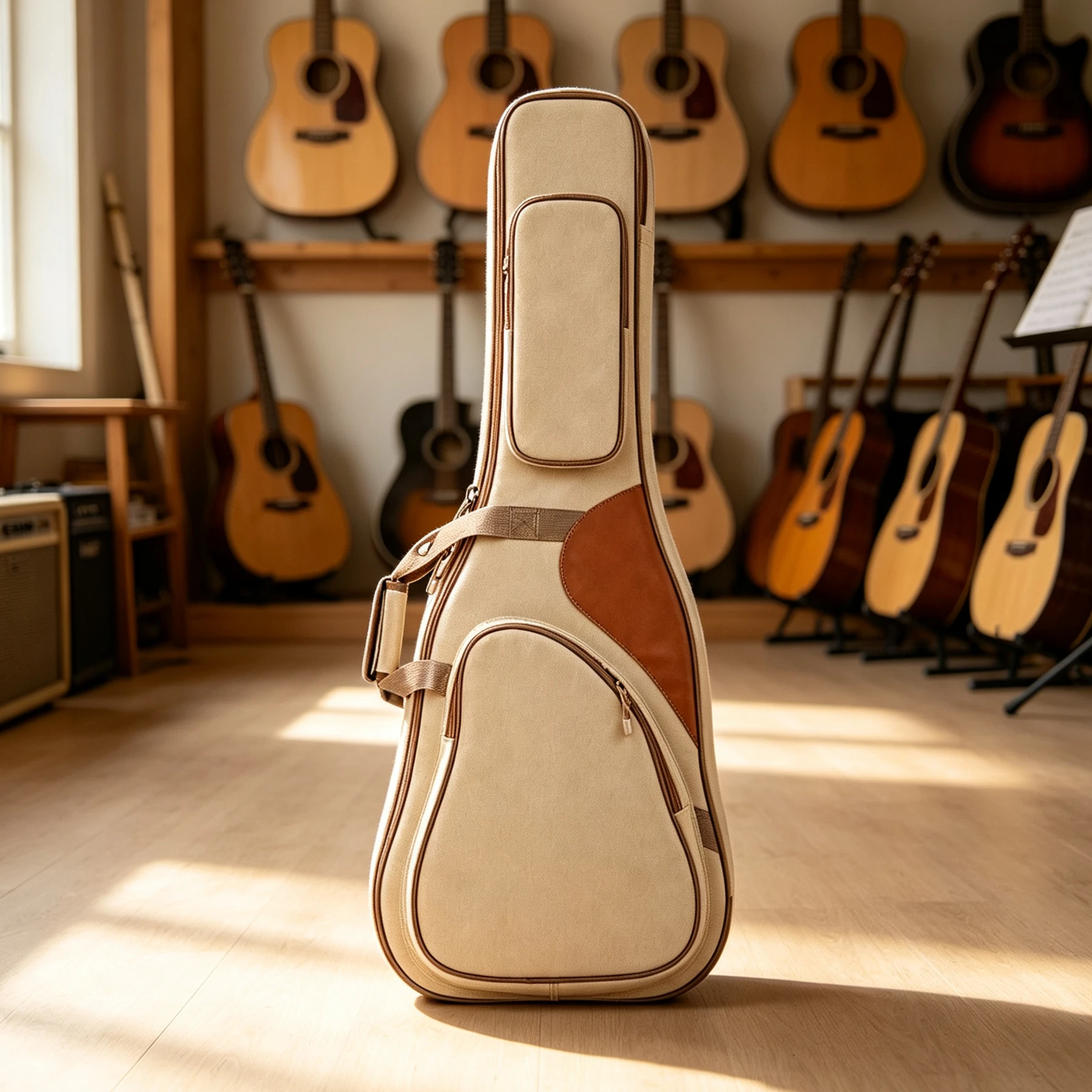 Acoustic Guitar Bag Thick Guitar Bag Waterproof Instrument Backpack Shockproof Instrument Bag Two Tone 41 Inch Cotton Padded