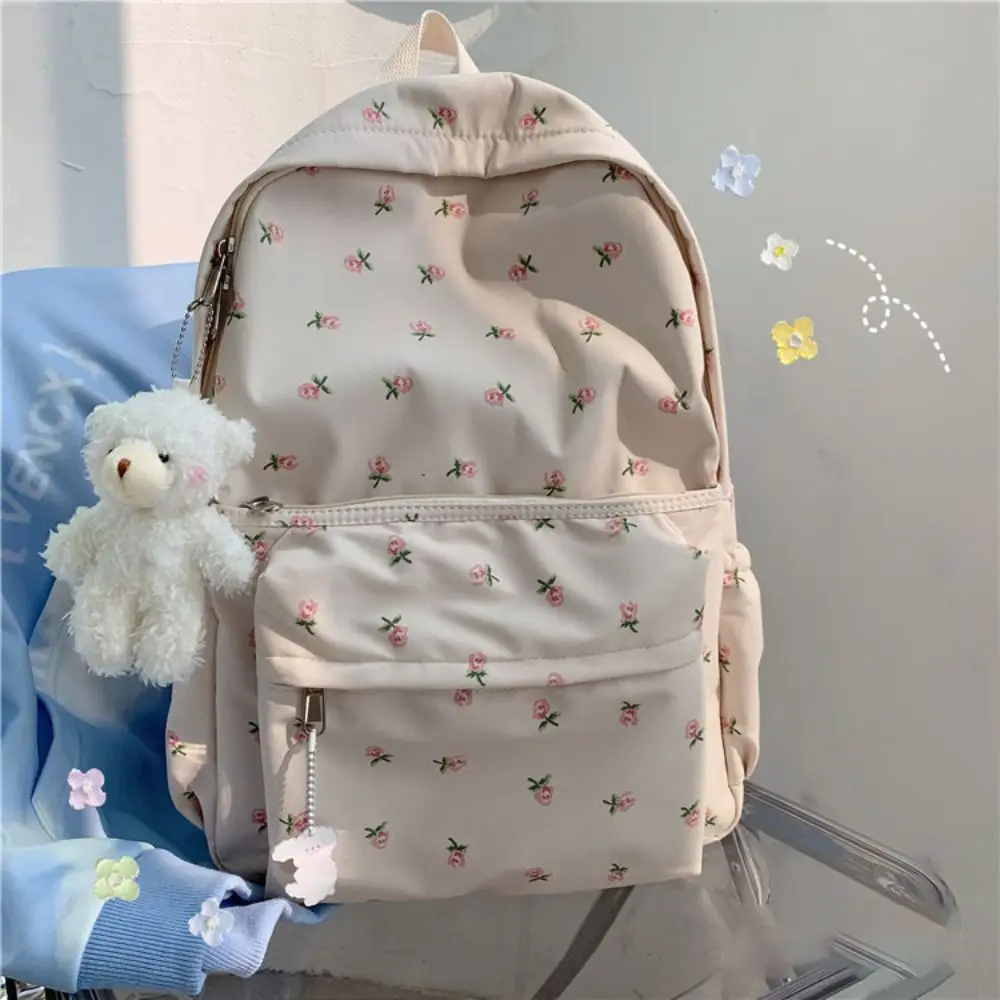 Mochila con estampado blanco, mochila escolar de gran capacidad para estudiantes, mochila escolar para estudiantes de secundaria, bolsa de viaje