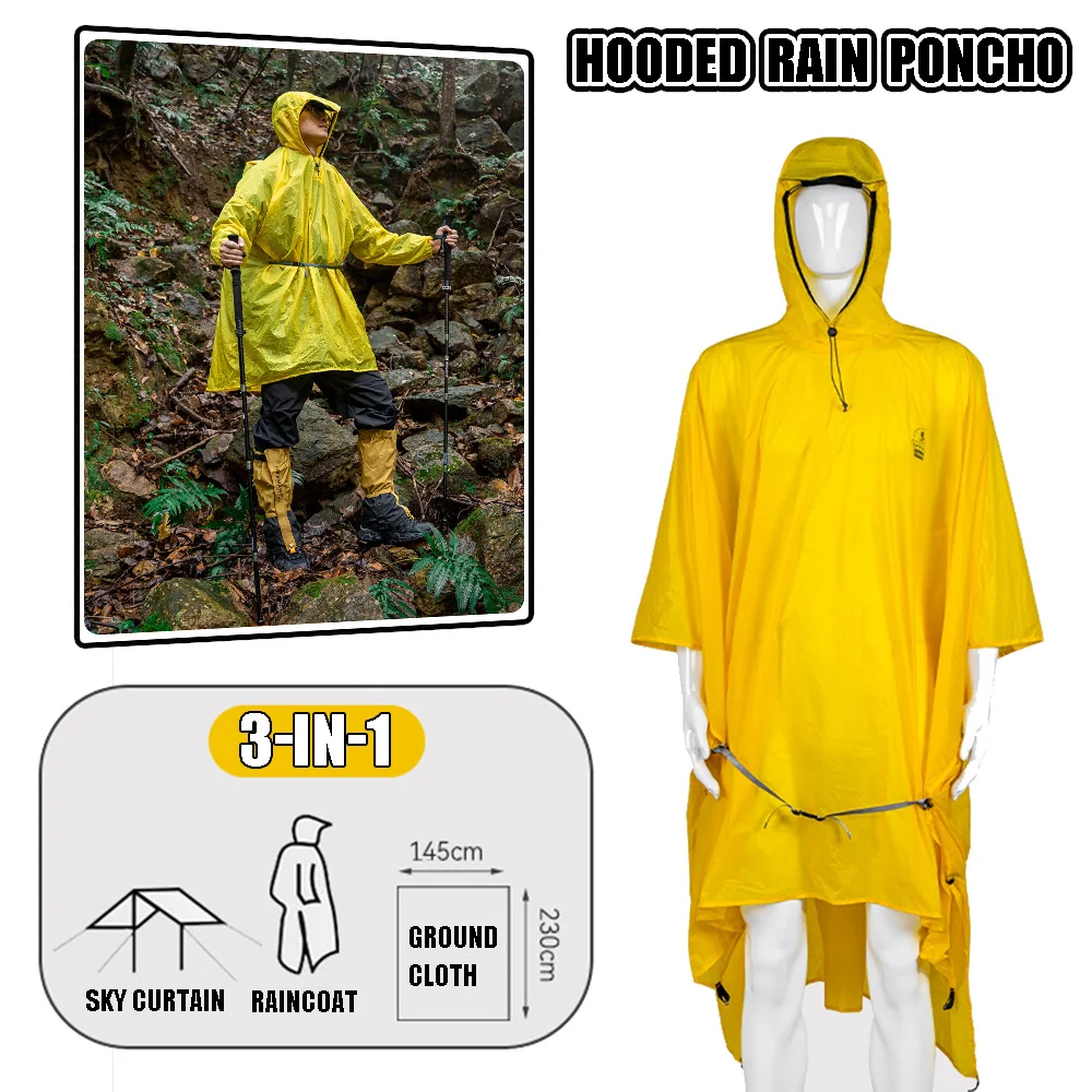 

Waterproof Rain Poncho Multifunctional Hooded Rain Poncho Reusable Raincoat Foldable Ripstop Rain Clothing Women Men for Hiking