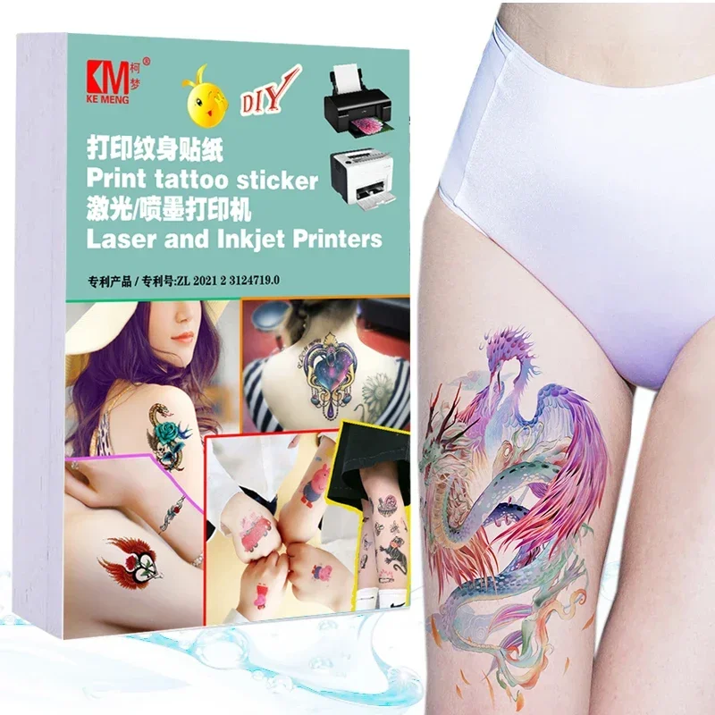 Papier de tatouage temporaire format A4 pour imprimante Laser et imprimante jet d'encre, impression DIY